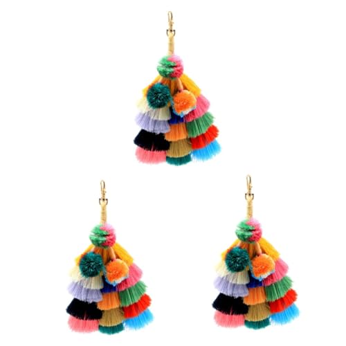 VALICLUD 3stücke Bohemian Quasten Schlüsselanhänger Handgefertigter Mit Haarball Bunter Fransen Schlüsselring Für Frauen Kreative Dekoration Für Handtaschen Geldbörsen Und von VALICLUD