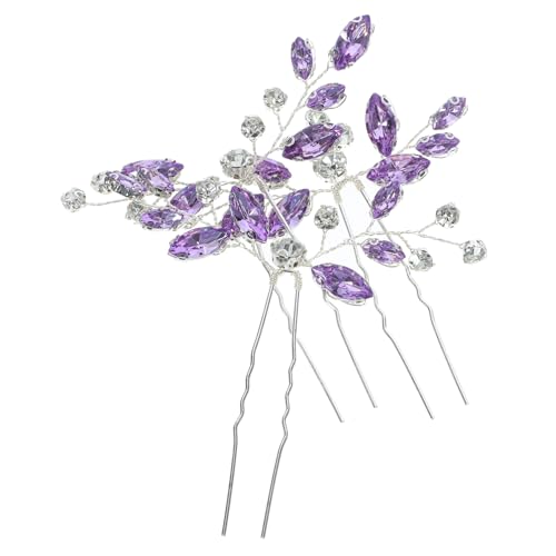 VALICLUD 3 Stück Haarschmuck-Set für die Braut Bobby Braut- Brauthaarkämme für die Hochzeit einfach Haarstifte zum Styling Haarnadel für Frauen Haarspangen für hochzeit Strasssteine Violett von VALICLUD