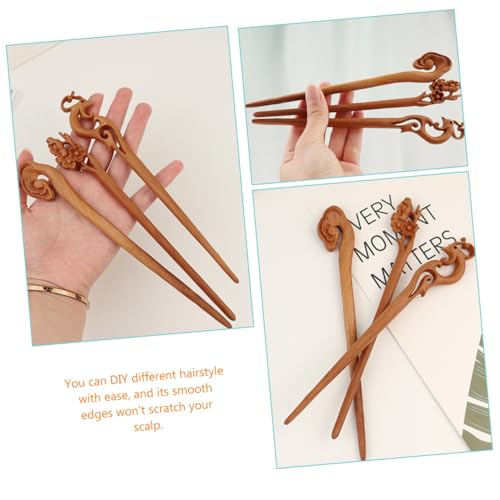 VALICLUD 3 Stück Handgefertigte Holz Haarnadeln Chinesische Haarstäbe Leicht Langlebig Haarklammern für Damen Hochzeitsfest Alltagslook Haarschmuck Vintage Haarnadel Frisur Zubehör von VALICLUD