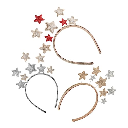 VALICLUD 3stücke Stern Stirnband Fünfzackig Dekorative Haarreifen Junge Mädchen Stirnbänder Haarschmuck Für Mädchen Party Geburtstag Weihnachts Feiertage Festival von VALICLUD