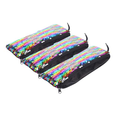 VALICLUD 3 Stück Kleine Pailletten Kosmetiktaschen mit Reißverschluss Tragbare Make up Tasche für Lippenstift Bürsten und Reise Multifunktionale Handtasche für Damen und Teens von VALICLUD