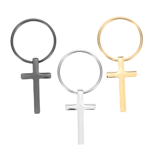 VALICLUD 3 Stück Kreuz Schlüsselanhänger aus Edelstahl mit Spiegeloptik Modische Hip Hop Anhänger für Herren Religiöse Kreuz Charms für Tasche Autoschlüssel und Rucksack Stilvolles von VALICLUD