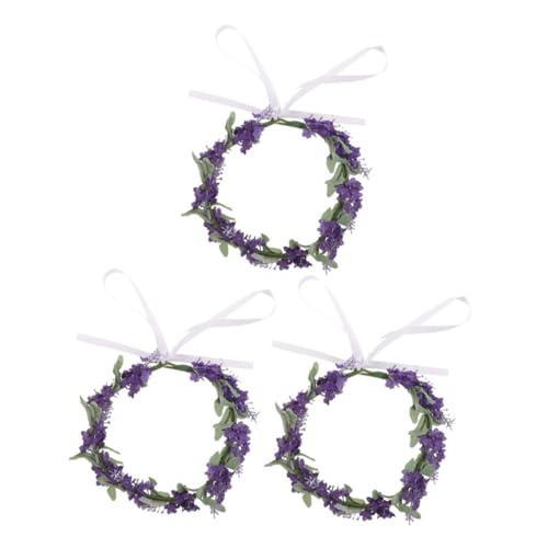 VALICLUD 3 Stück Lavendelfarbener Blumenkranz Romantisches Haarschmuck Frauen Blumiger Stirnband für Strandurlaub Hochzeit Braut Blumenmädchen Vielseitiges Fotoaccessoire von VALICLUD