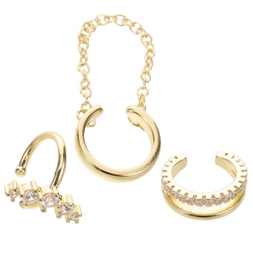 VALICLUD 3 Stück Leichte Ohrclips Damen Geometrisch Funkelnd Zirkonia Ohrklemme Piercing Moderne Ohr Manschetten Schmuck von VALICLUD