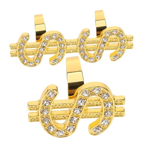 VALICLUD Metallring 3 Stück Goldene Zeichenform Cosplay Kostümring Für Partys Film Requisiten Rapper Punk Zubehör von VALICLUD