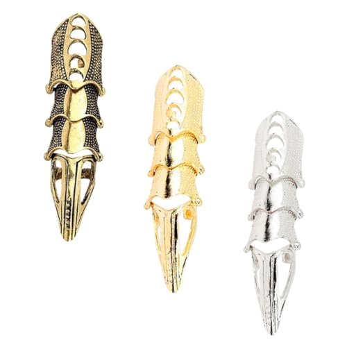 VALICLUD 3 Stück Metall Fingerspitzenkralle Fingernagelring Dekoration für Cosplay und Kostüme Ausgehöhlte Nagelabdeckung für Halloween Partys Geeignet für Damen und Herren von VALICLUD