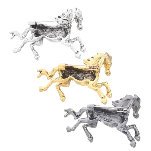 VALICLUD 3 Stück Metall Pferde Broschen Vintage Emaille Anstecknadeln für Männer Frauen Symbolisches Galoppierendes Pferd Motiv Robuste Schmuckaccessoires für Rucksack Hut Kleidung von VALICLUD