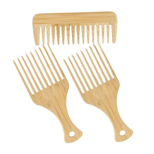 VALICLUD 3stücke Holzkamm Mit Breiten Zähnen Für Lockiges Und Dickes Haar Entwirrerkamm Aus Bambus Für Männer Und Frauen Natürlicher Stylingkamm Für Friseure Und Heimgebrauch von VALICLUD