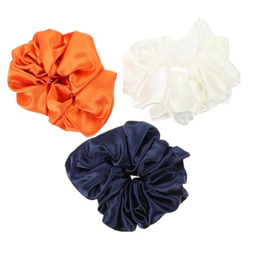 VALICLUD 3 Stück Oversized Haargummi Sanfte Haargummis für Damen Schonend Leicht Modische Ponytail Holder Haarschmuck in Weiß Orange und Vielseitig für Stilvolle Frisuren von VALICLUD