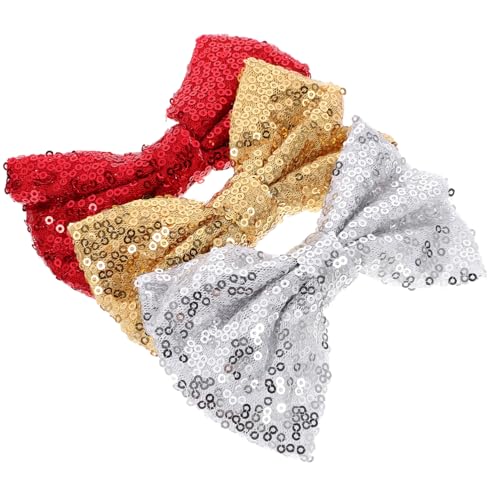 VALICLUD 3 Stück Pailletten Haarschleifen Clips Für Mädchen Glitzernde Haarspangen Mit Bogen Dekorative Haarschmuck Für Kinder Für Partys Und Auftritte Rot Gold Silber von VALICLUD