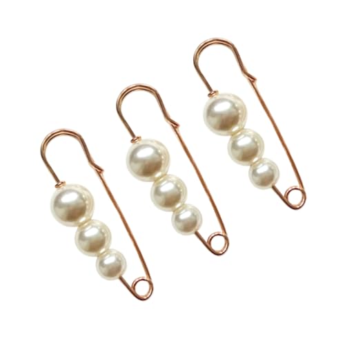 VALICLUD 3 Stück Perlen Broschen Weißer Perlmutt Schmuck Pullover Schal Clips Sicherer Anstecknadel für Damen Hochzeit Party von VALICLUD
