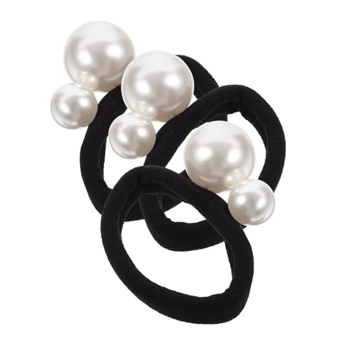 VALICLUD 3 Stück Perlen Haargummis Elastische Haarbänder für Damen und Mädchen Nahtlos mit Eleganten Perlen Pferdeschwanz Halter Stilvolle Haar Accessoires für Jeden Anlass von VALICLUD