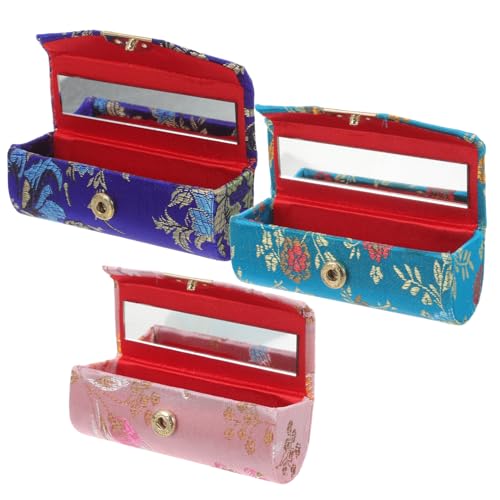 VALICLUD 3 Stück Portabler Lippenstifthalter im Chinesischen Stil Teilig mit Knopfverschluss Muster Lippenstift Etui für Damen für Reisen Camping und Partys von VALICLUD