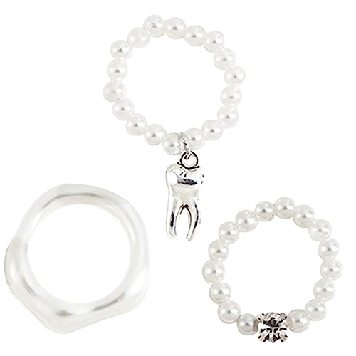 VALICLUD 3 Stück Prothesenring-Set damenringe modeschmuck Schmuckring jewelry set schmuck set Perlenring ring Kreativer Ring frauen schmuck Ringschmuck Imitationsperlen Weiß von VALICLUD