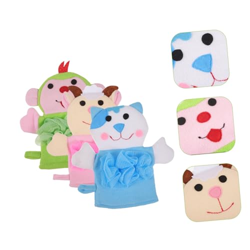 VALICLUD 3 Stück Teiliges Badewaschhandschuh Cartoon Badehandschuhe mit Weichem Schäumendem Material Sanftes Peeling Vielseitig für Junge Mädchen für Bad und Camping von VALICLUD