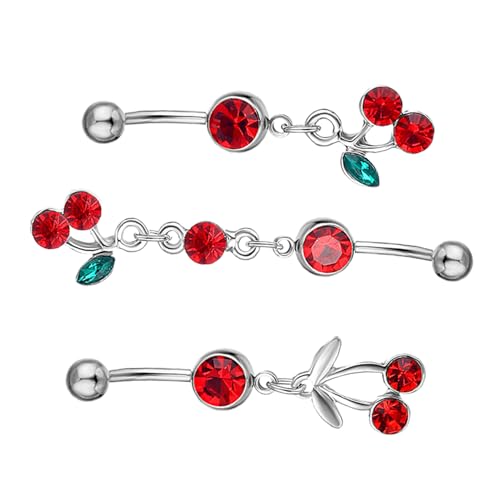 VALICLUD 3 Stück Teiliges Bauchnabelpiercing aus Edelstahl mit Anhänger Glänzendem Nabelschmuck Hautfreundlich und Komfortabel als Belly Decor für Frauen Modisches Körperschmuck accessoire von VALICLUD