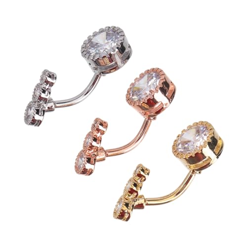VALICLUD 3 Stück Teiliges Bauchnabelpiercing mit Zirkonia Nabelringe Silber Roségold und Gold für Damen Hochwertiger Körperschmuck für Besondere Anlässe von VALICLUD