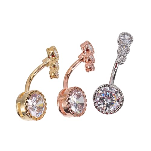 VALICLUD 3 Stück Teiliges Bauchnabelpiercing mit Zirkonia Verschiedenen Farben Eleganter Nabelring für Damen für Partys Festivals und Täglichen Gebrauch von VALICLUD