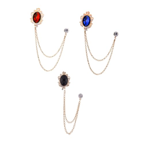 VALICLUD 3 Stück Teiliges Broschen Edelstein und Hängender Kette Modische Anstecknadeln für Herrenanzüge Vielseitiges Accessoire für Prom und Festliche Anlässe Stilvoll und Elegant von VALICLUD