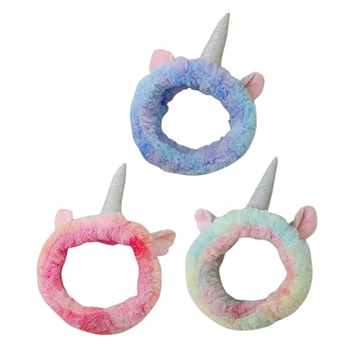 VALICLUD 3 Stück Teiliges Einhorn Stirnband Weiche Fleece Haarbänder Elastisch Vielseitig für Make up Gesichtswäsche Schlafmaske Modisch für Damen in Blau von VALICLUD
