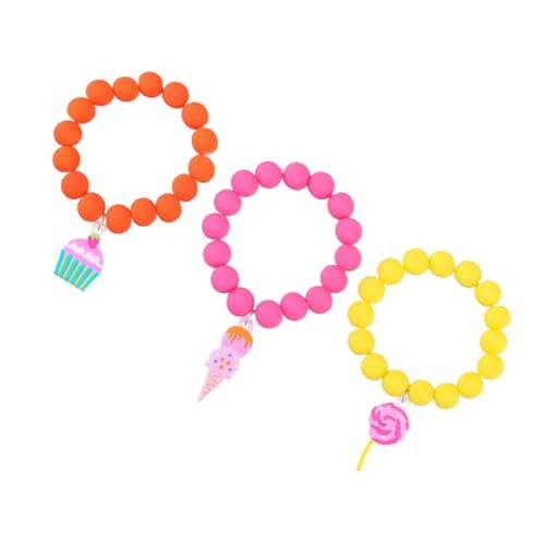 VALICLUD 3 Stück Teiliges Kinderperlenarmband mit Lutscher Eiscremependant Farbenfrohes Robustes Schmuckset für Mädchen als Geschenk und Party mitbringsel von VALICLUD