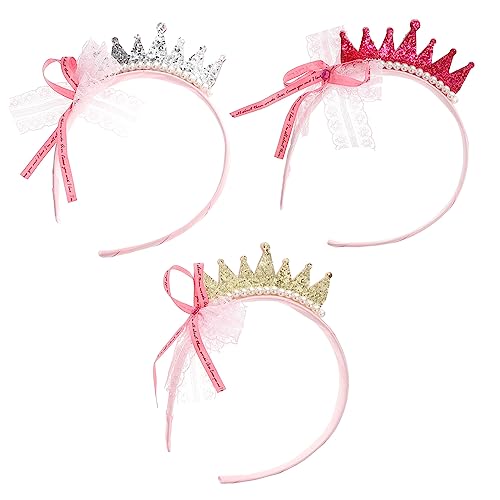 VALICLUD 3 Stück Teiliges Krone Haarreif mit Imitationsperlen für Haarschmuck Accessoires für Geburtstagsfeiern Weihnachten und Besondere Anlässe von VALICLUD