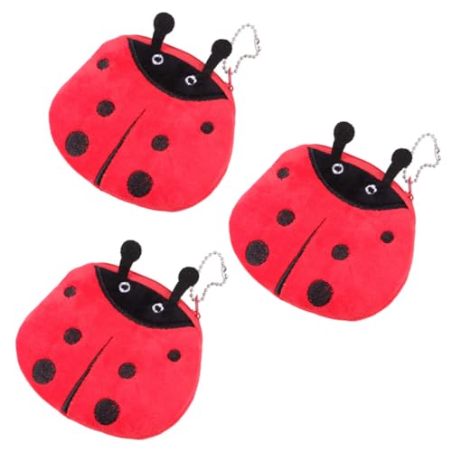 VALICLUD 3 Stück Teiliges Kuscheliger Marienkäfer Münzbeutel mit Reißverschluss Kleines Schlankes Schlüssel Kleingeldetui für Mädchen Leichtes Weiches Portemonnaie zum Täglichen Tragen von VALICLUD