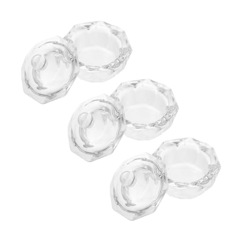 VALICLUD 3 Stück Teiliges Nagelkunst glas Deckel Kristallglas Nail Art Schale Verschließbar Stilvoll und Kompakt für Nagellack Flüssigkeit Glitter Pulver Aufbewahrung Praktische Maniküre von VALICLUD