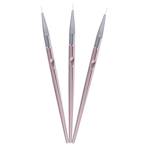 VALICLUD 3 Stück Teiliges Nail Art Pinselset Roségold Präzise Malpinsel für Gelnägel und Nail Art DIY für Maniküre und Kreative Gestaltung von VALICLUD