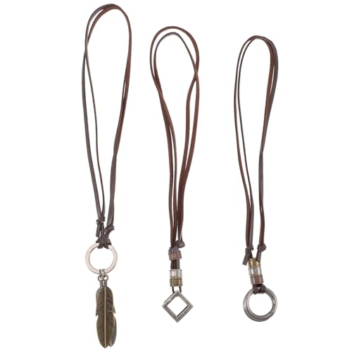 VALICLUD 3 Stück Teiliges Retro Lederhalsketten Doppelkreis Anhänger für Damen Herren Hautfreundlich Vielseitig Kombinierbar Modisch Eleganter Schmuck für Alltag und Geschenk von VALICLUD