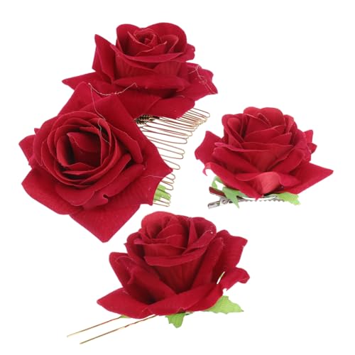 VALICLUD 3 Stück Teiliges Roséblüten Haarschmuck mit Haarkamm Haarnadel und Haarklammer Langlebig und Formstabil für Hochzeit Festtage Party und Alltag Eleganter Damen Haarschmuck für von VALICLUD