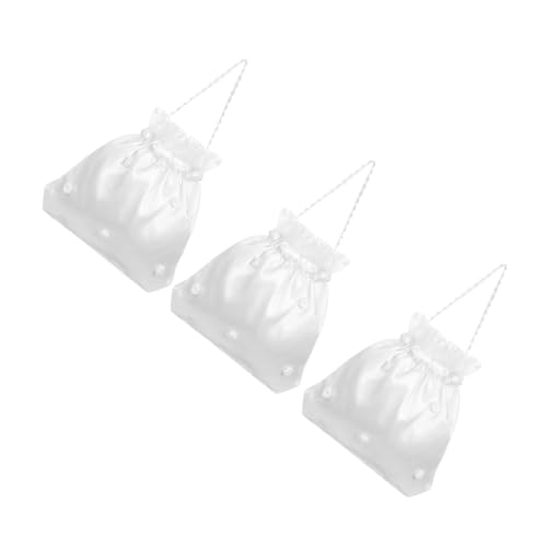 VALICLUD 3 Stück Teiliges Satin-brautbeutel Floralem Muster Leichter Kompakter Geldbeutel mit Kordelzug Stilvolle Weiße Tasche für Hochzeit Brautjungfern und Vielseitige Nutzung als Clutch von VALICLUD