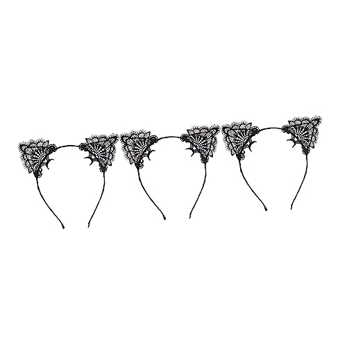 VALICLUD 3 Stück Teiliges Spitzen Katzenohren Haarreif Damen Party Stirnband mit Filigranem Design für Karneval Halloween Cosplay Bühnenauftritte und Festliche Anlässe von VALICLUD