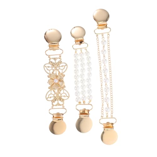 VALICLUD 3 Stück Teiliges Vintage Cardigan Clips mit Künstlichen Perlen Langlebige Broschen für Pullover Kleider Schals Modische Halsketten Accessoires für Damen von VALICLUD