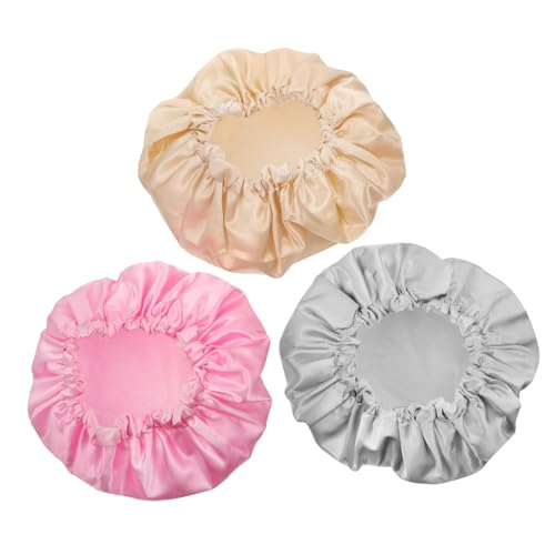 VALICLUD 3 Stück Teiliges Wasserdichte Duschhauben aus Doppellagigem Satin Elastische Badekappen in Solid Colors Wiederverwendbar Geeignet für Damen und Herren für Dusche Make up und Reise von VALICLUD