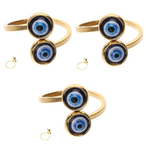 VALICLUD 3 Stück Verstellbarer Evil Eye Ring Damen Gothic Schmuck Offener Vintage Fingerreif Ethno Stil von VALICLUD