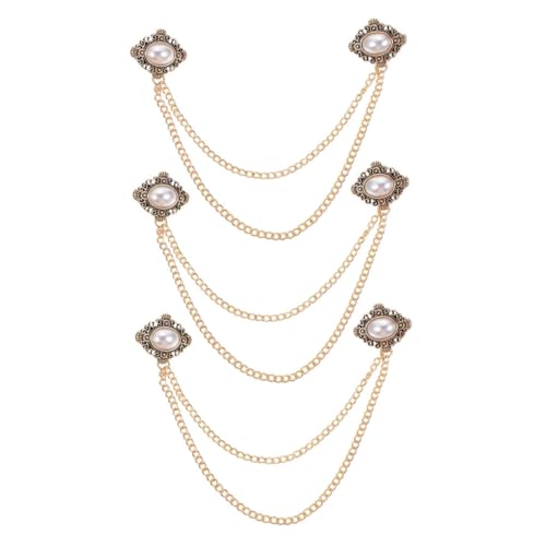 VALICLUD 3 Stück Vintage Perlenbrosche mit Kette Hochwertige Kragen Accessoires für Formelle Anlässe und Eleganten Stil von VALICLUD