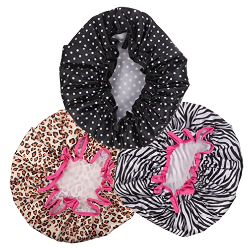 VALICLUD 3 Stück Wasserdichte Duschkappe Gefüttert Damen Hüte Motorhaube Zum Schlafen Haarhaube Zum Schlafen Seide Bademütze Schlafmütze Schlafende Motorhaube Satin von VALICLUD