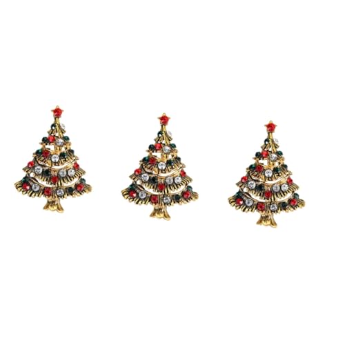 VALICLUD 3 Stück Weihnachtsbaum Brosche Pin Strass Damen Mini Schmuck Kreative Anstecknadel Festliche Dekoration für Kleidung Taschen von VALICLUD