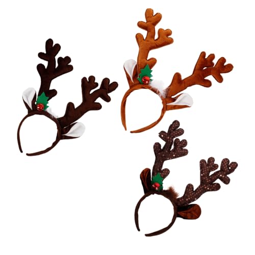 VALICLUD 3stücke Weihnachts-geweih-stirnband Weihnachts-kopfschmuck Geweih-haarband Weihnachts-haarband Geweih-kopfschmuck Für Party Und Kostümparty von VALICLUD