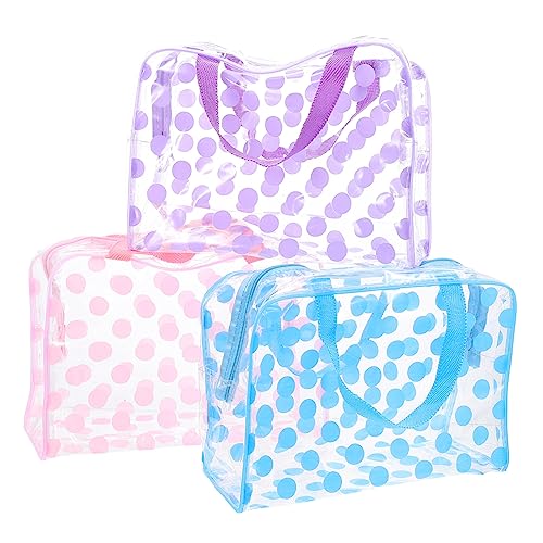 VALICLUD 3 Stück wasserdichte Transparente PVC Kosmetiktaschen mit Rundkante Praktische Reise Toilettenbeutel für Damen und Herren Langlebige Organizer für Make Up und Kleine Accessoires von VALICLUD