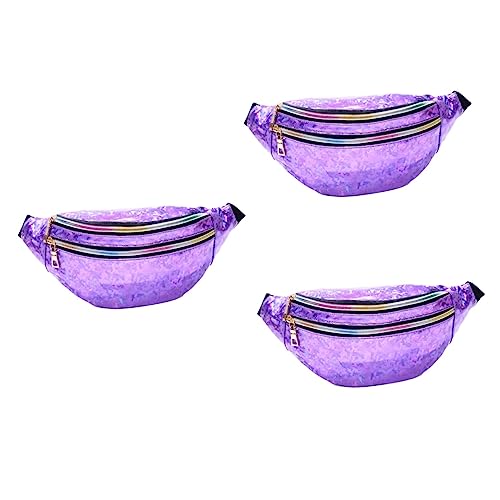 VALICLUD 3st Rave-Tasche Rave-Accessoires Hüfttasche Für Damen Gürteltasche Umhängetaschen Für Damen Riementasche Damen Umhängetaschen Violett Reflektierend Handytasche Fräulein von VALICLUD