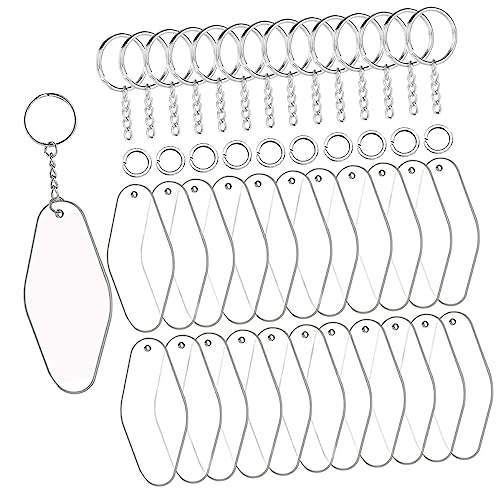 VALICLUD Schlüssel Ringe 30 Sätze Schlüsselwort Schlüsselanhänger Zum Basteln Auto Schlüssel Halter Retro- Klarer Leerer Schlüsselanhänger Schlüssel-id-Etiketten Ornamente Leer Schlüsseldekor Acryl von VALICLUD