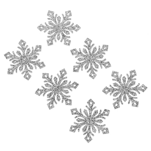 VALICLUD 30 Stück Schneeflocken DIY Haarschmuck Patches Glitzernde Haarspangen Zubehör für Mädchen Bastelmaterialien Silber für Haarclips und Haarbänder Weihnachten Deko von VALICLUD