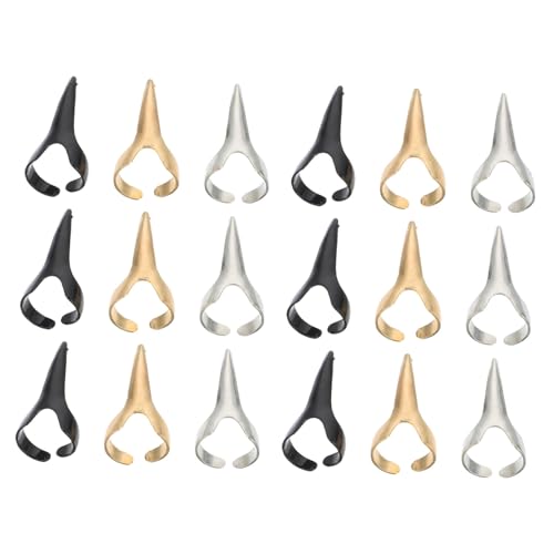 VALICLUD 30 Stück Teiliges Punk Metall Fingerring mit Klauen Design Verstellbare Finger Nail Claws in Gold Silber Schwarz für Halloween Cosplay Karneval Party Zubehör von VALICLUD