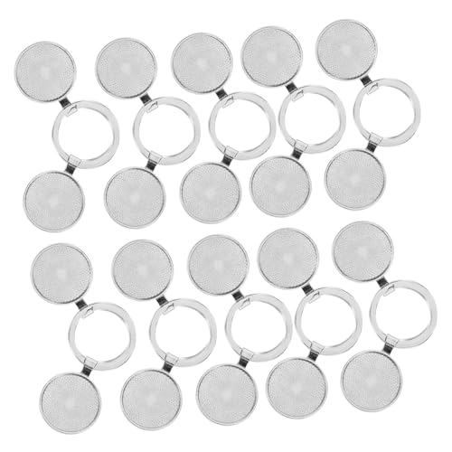 VALICLUD 30stücke Flacher Schlüsselanhänger Aus Blanko Mit Anhänger-lünette Passend Für Cabochon-basisfassung Diy-schlüsselanhänger Zubehör Für Schmuck Silber von VALICLUD