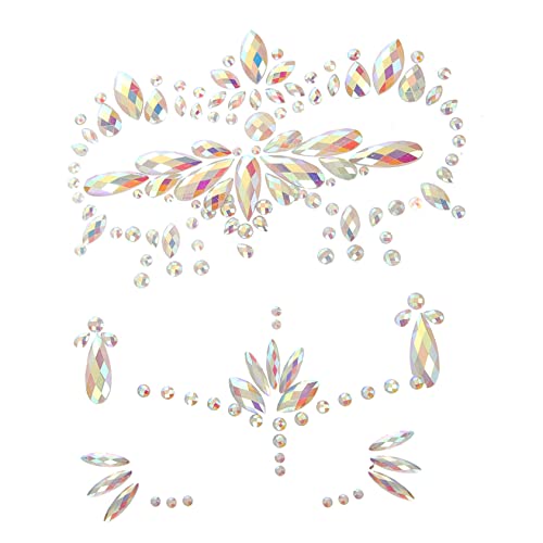 VALICLUD 3Blätter Fluoreszierende Gesicht Edelsteine Tattoos Aufkleber Leuchtende Gesichtsaufkleber für Festivals Partys und Halloween Make Up Selbstklebend und Einfach von VALICLUD