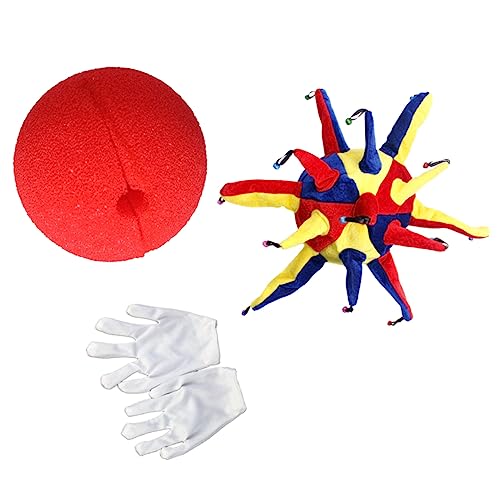 VALICLUD 3stücke Teiliges Clownkostüm Mit Clownhut Schwamm-nase Und Weißen Handschuhen Für Karneval Und Fasching Lustige Kostüme Für Partys Und Bühnenauftritte von VALICLUD