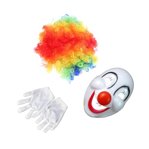 VALICLUD 3Er-Set Clown Perücke Masken Clownmaske, Handschuhe und Perücke -Zubehör -Kostüm - und Maske faschingskostüme karnevalskostüme Cosplay-Partykleid -Anzug von VALICLUD