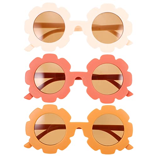 VALICLUD Kinder Sonnenbrille 3Pairs Runde Blumen Sonnenbrille Harzm?dchen Blumengl? Daisy Sonnenbrille Sü?e Outdoor Beach Brillen Sonnenblumen Sonnenbrille für Jungen M?dchen Party Gunst von VALICLUD